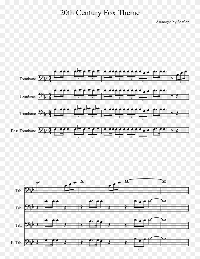 20th Century Fox Theme Sheet Music Composed By Arannged - James Bond Trombone Quartet Clipart #1372517