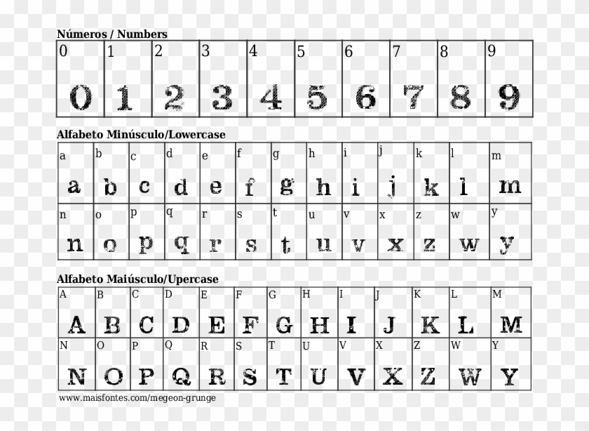 Font Details Megeon Grunge - Numeros En Times New Roman Clipart