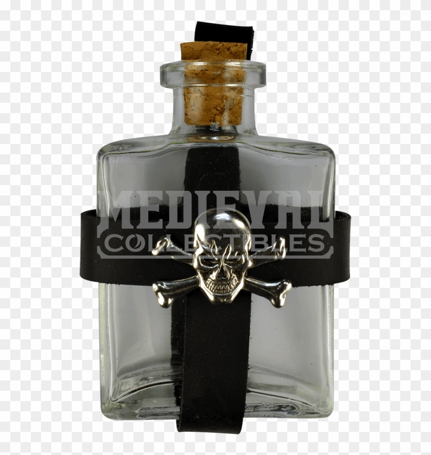 Glass Pirate Bottle With Jolly Roger Holder - Pirate Bottle Clipart #1373856