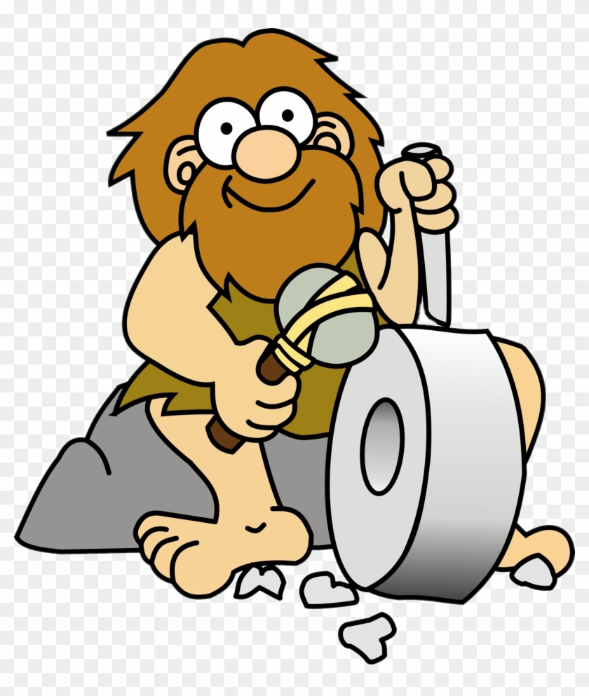 Caveman Carving A Wheel - Cave Man Free Clip Art - Png Download #1375423