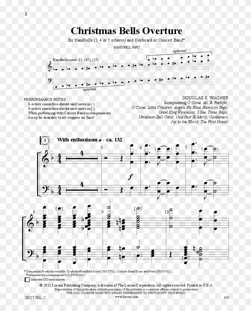 Christmas Bells Overture Thumbnail Christmas Bells - Sheet Music Clipart #1376305