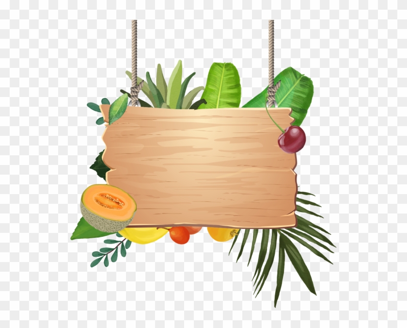 Decoration Of Tropical Fruits With Wooden Hanging, - Tropical Fruit Png Transparent Clipart