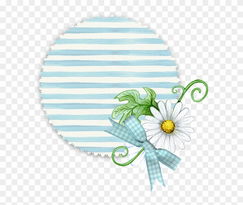 Floral, Blue, Tag, Soft, Pastel, Stripe, Scrapbook - Daisy Clipart