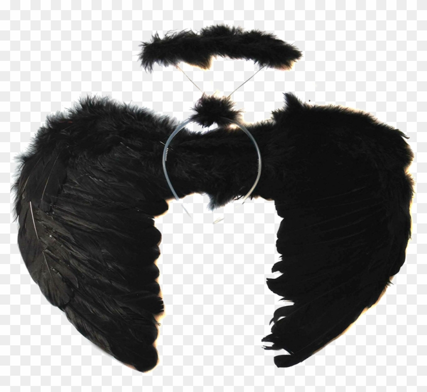 Black Angel Wings Transparent Image - Black Angel Wings And Halo Set Clipart #1377582