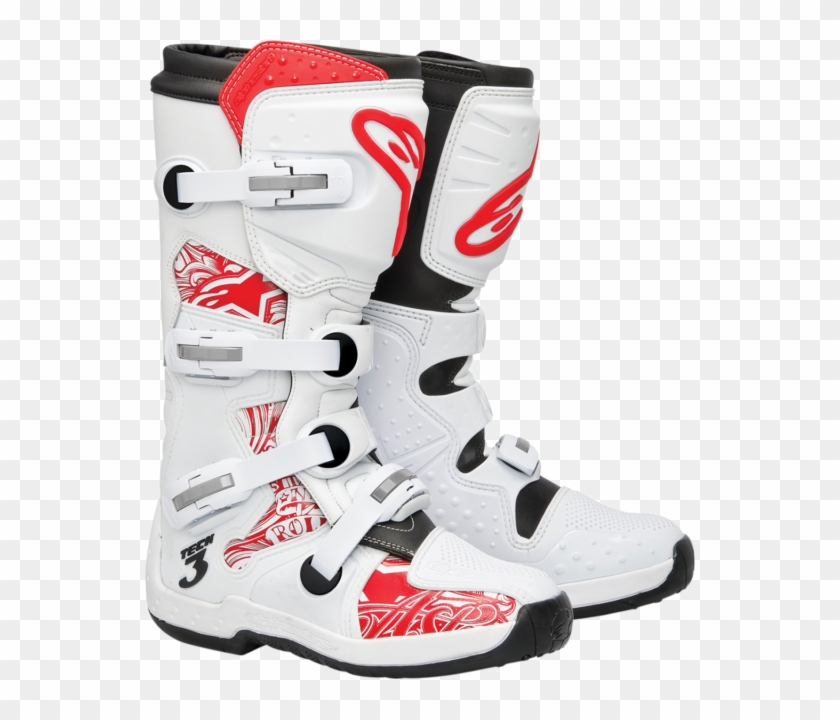 Alpinestars Tech 3 Boots 3 Wt/rd Usa Size 7 201307 - Alpinestar Mx Boots White Clipart #1377694