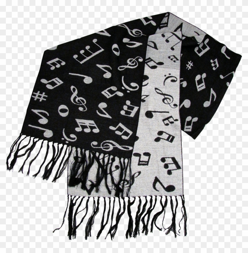 Black And White Music Note Scarf - Music Notes Winter Scarf Clipart #1378477