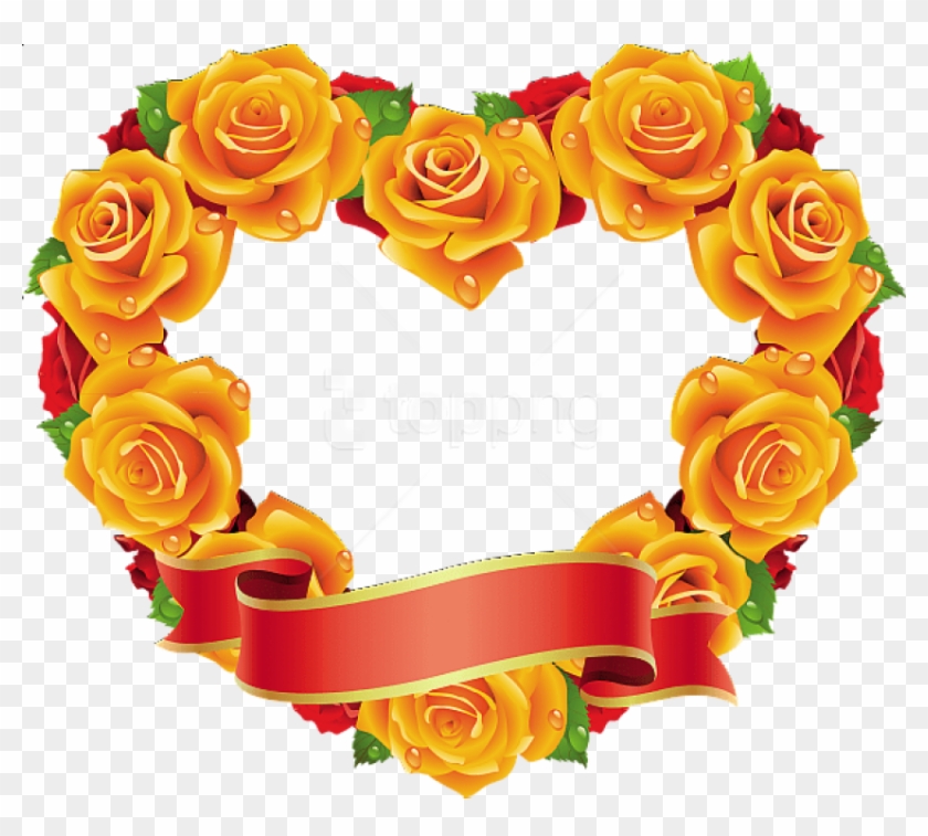 Free Png Best Stock Photos Yellow And Red Roses Heart - Yellow Roses Heart Shape Clipart #1380123