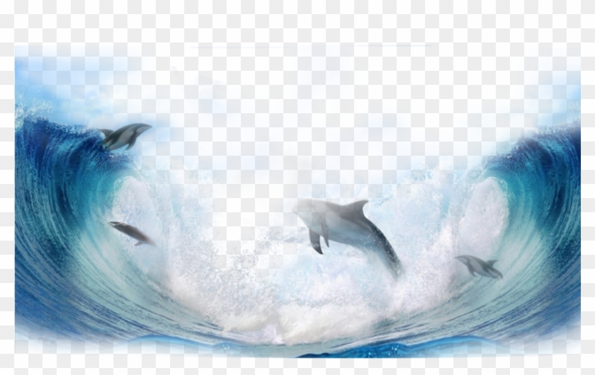 #ftestickers #watercolor #sea #waves #dolphins - Ocean Clipart