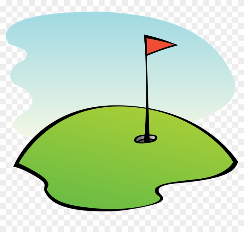 Golf Tee Clip Art - Golf Green With Flag - Png Download