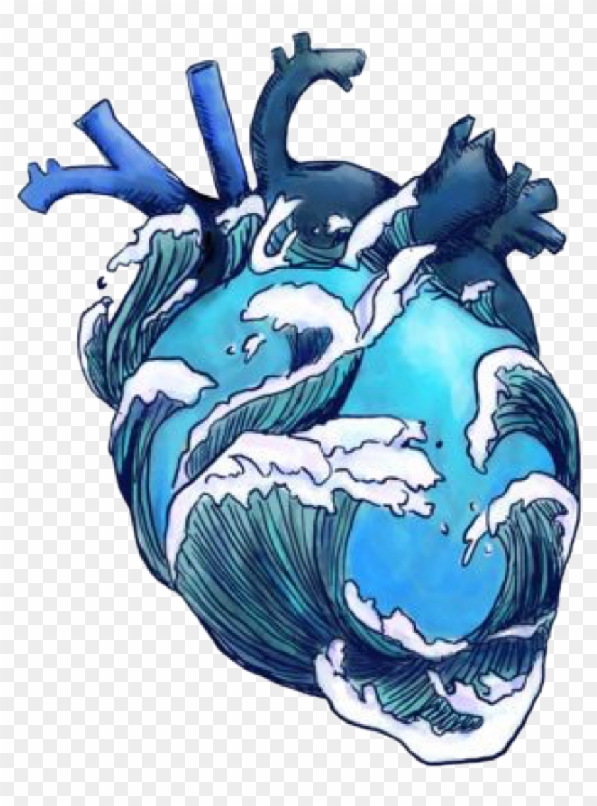 #blue #heart #sea #waves #freetoedit - Beneath The Waves Heart Clipart #1381167