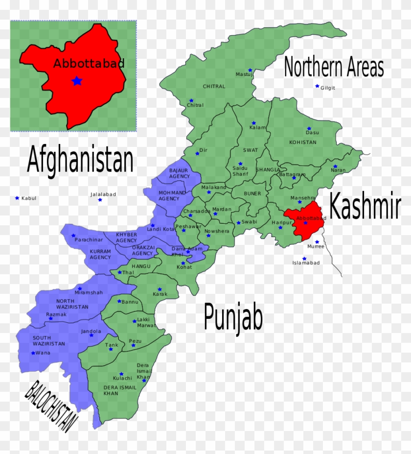Abbottabad, Pakistan, North Of Islamabad, Pakistan - Khyber Pakhtunkhwa Map Clipart #1381510
