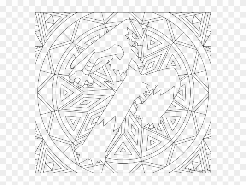 Adult Pokemon Coloring Page Blaziken - Pokemon Colouring Mandala Clipart