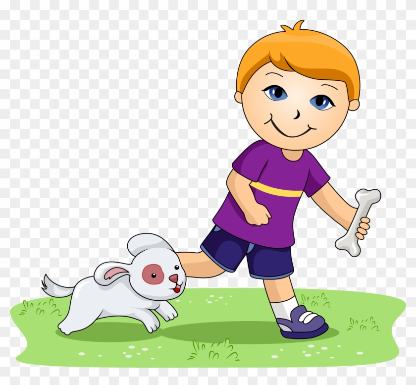 Dog Running Clipart - Boy And Dog Clipart - Png Download #1383801