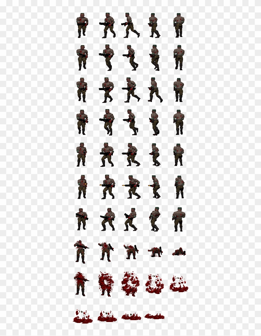 Edited The Doom 64 Zombie Sprites To Have The Player's - Realistic Zombie Sprite Sheets Clipart