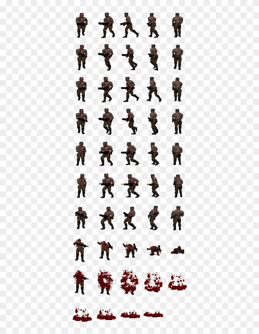 Edited The Doom 64 Zombie Sprites To Have The Player's - Realistic Zombie Sprite Sheets Clipart #1385710