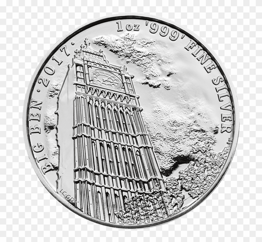 Landmarks Of Britain 2017 Big Ben 1 Oz Silver Coin - British Landmark Coins Clipart #1386202