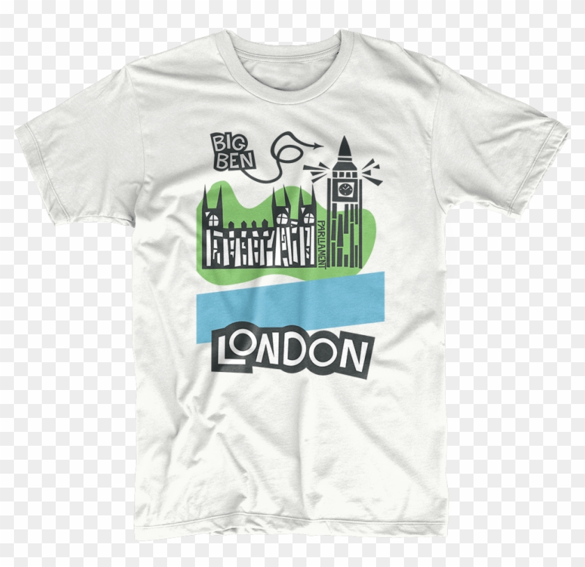 Big Ben And Parliament London T-shirt - Kaos Punk Warna Putih Clipart #1386237