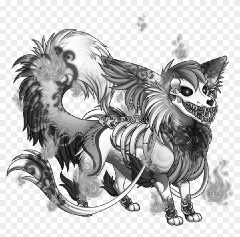 #flames #demonic #evil #dark #wolf #skeletal #skeleton - Illustration Clipart