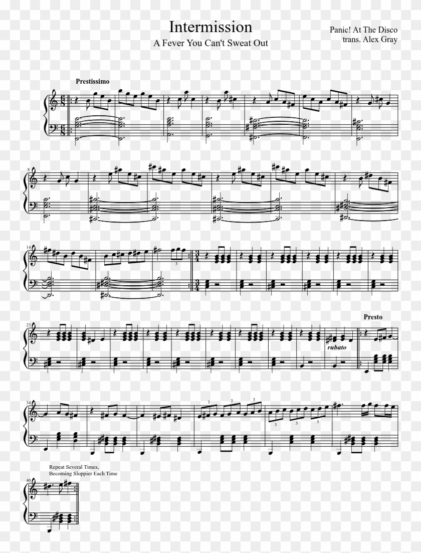 Intermission Sheet Music Composed By Panic At The Disco - Blur Intermission Sheet Music Clipart #1386940