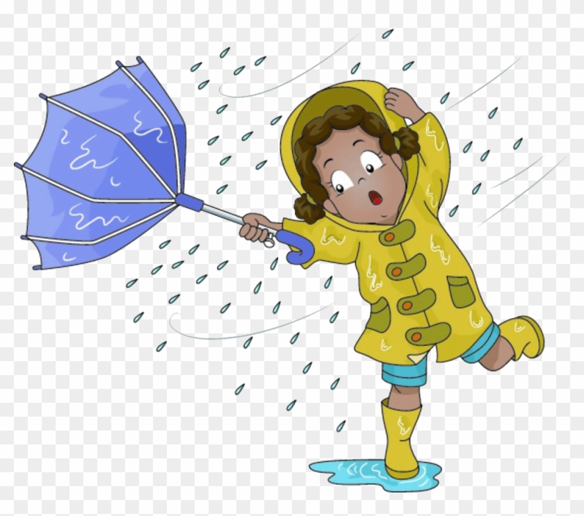 Rain Images Cartoon - Rain And Wind Clipart - Png Download #1387084