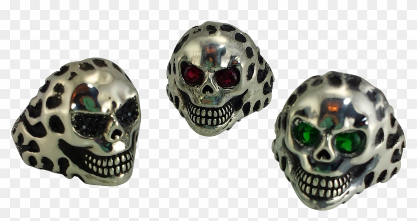 Sinister Grin Skull Biker Ring With Oxidized Silver - Skull Clipart