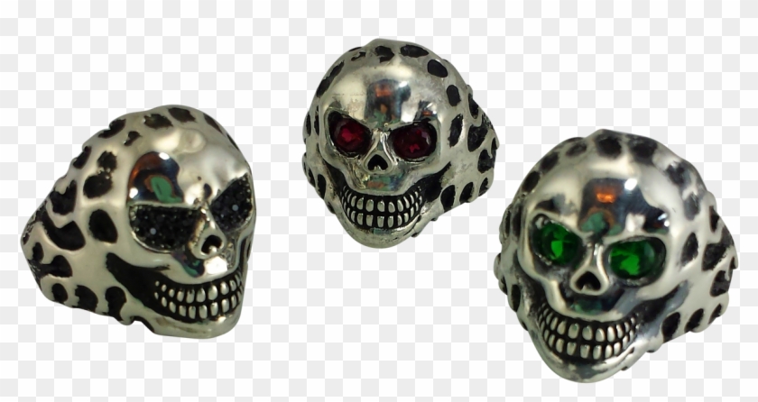 Sinister Grin Skull Biker Ring With Oxidized Silver - Skull Clipart #1387106
