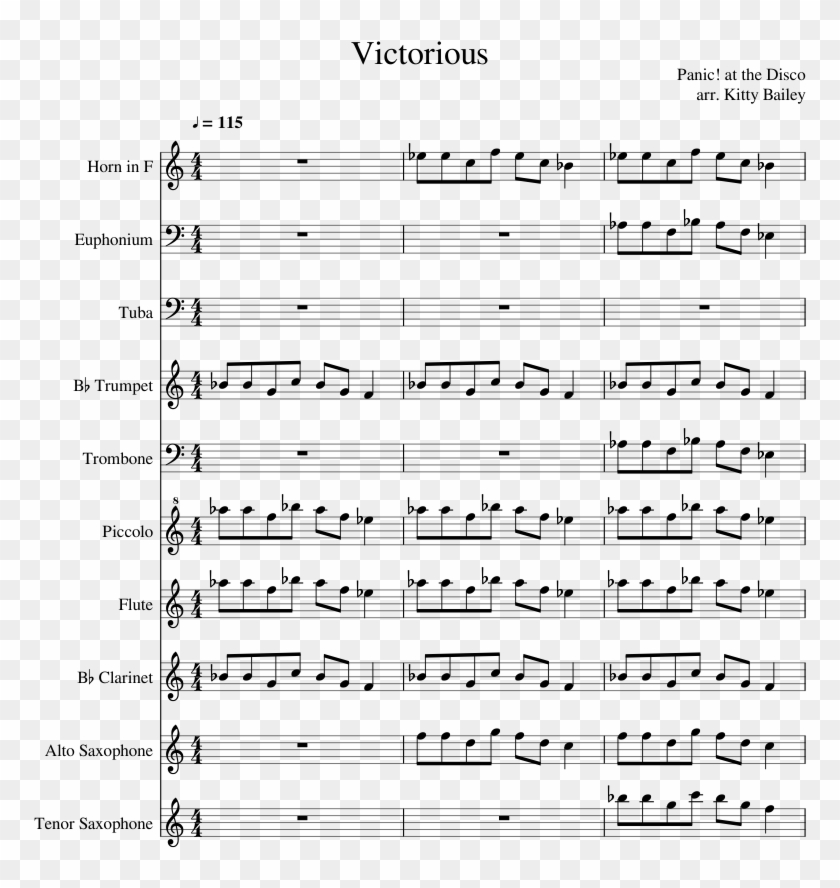 Victorious Sheet Music Composed By Panic At The Disco - Naruto Main Theme Viola Clipart #1387605