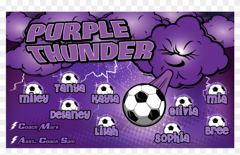 3'x5′ Vinyl Banner Purple Thunder - Soccer Clipart
