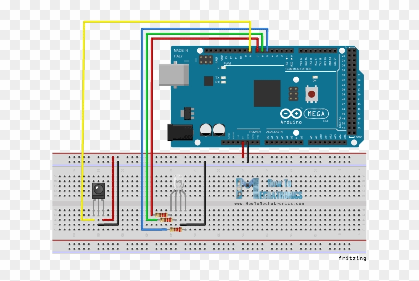 Controlling A Rgb Led With Tv Remote Circuit - Digital Voltmeter Using Arduino Clipart