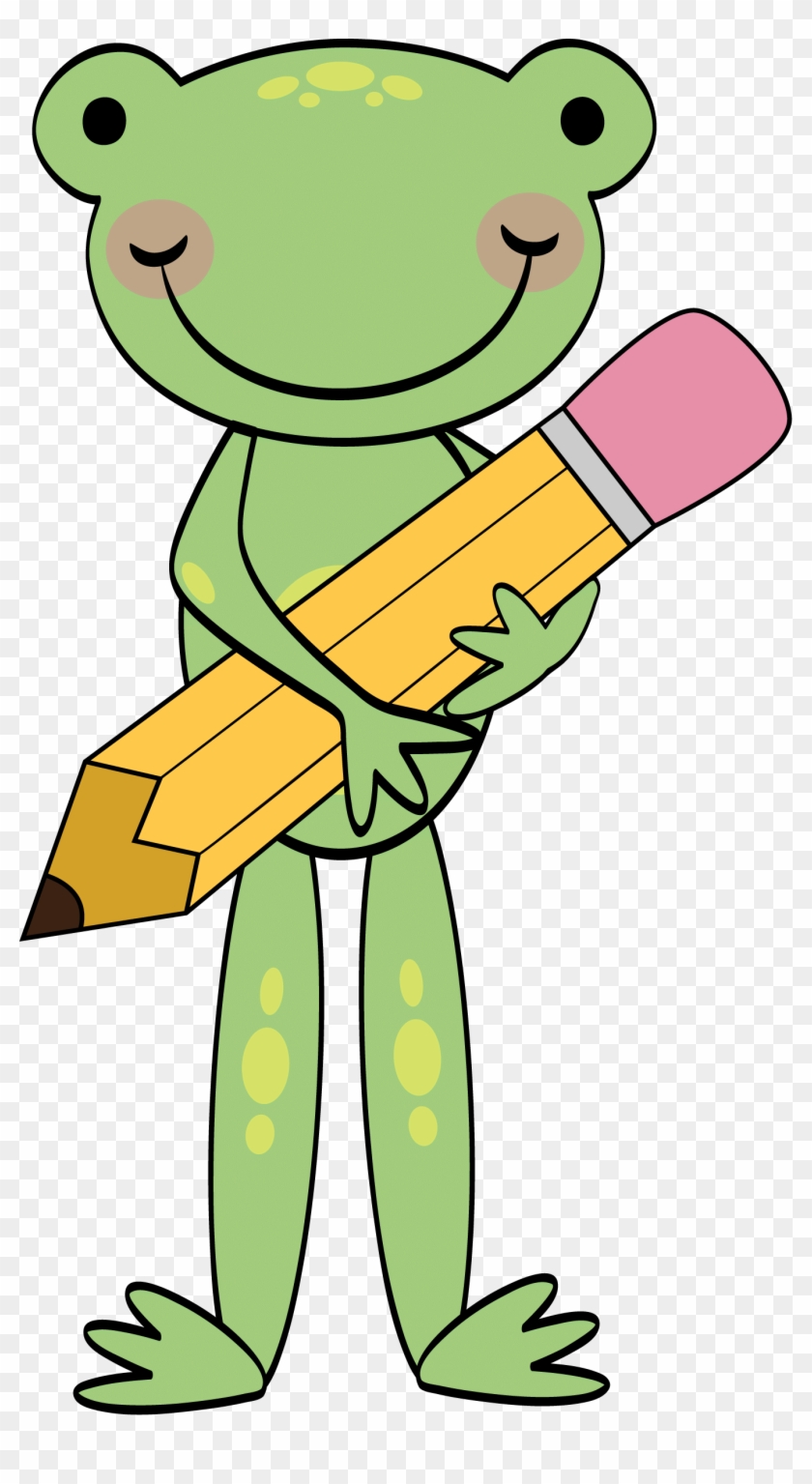Frog With Pencil Clipart - Png Download #1388868