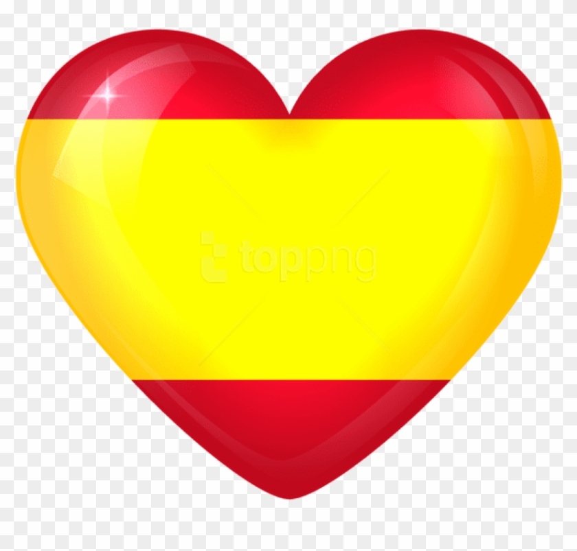 Free Png Download Spain Large Heart Flag Clipart Png - Heart With Spanish Flag Transparent Png #1390337