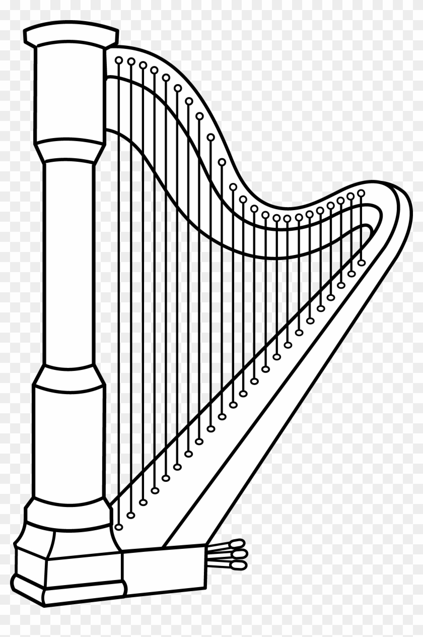 Clip Art Library Musical Line Art Free Clip Pinterest - Harp Clipart Black And White - Png Download #1391073
