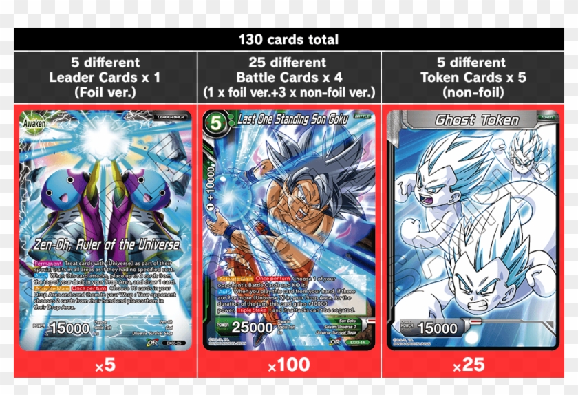 130 Cards Total - Dragon Ball Super Card Game Tokens Clipart