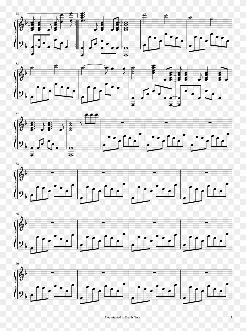 Light's Theme Sheet Music 3 Of 4 Pages - Deniz Üstü Köpürür Nota Clipart #1393082