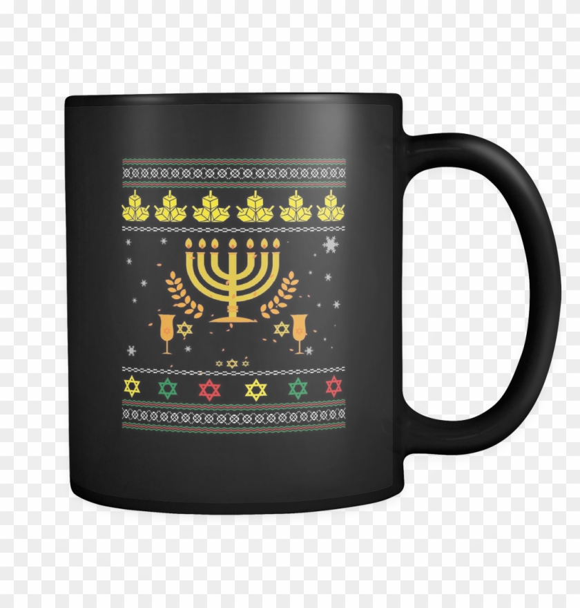 Happy Hanukkah Menorah Chanukah Dreidel Ugly Christmas - Run On Caffeine And Cuss Words Clipart #1393844
