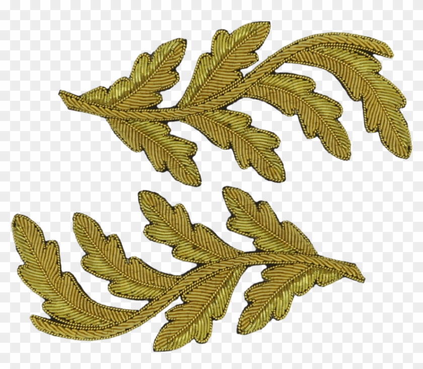 Hand Embroidered Gold Oak Leaf Repeat Pattern - Motif Clipart #1395626