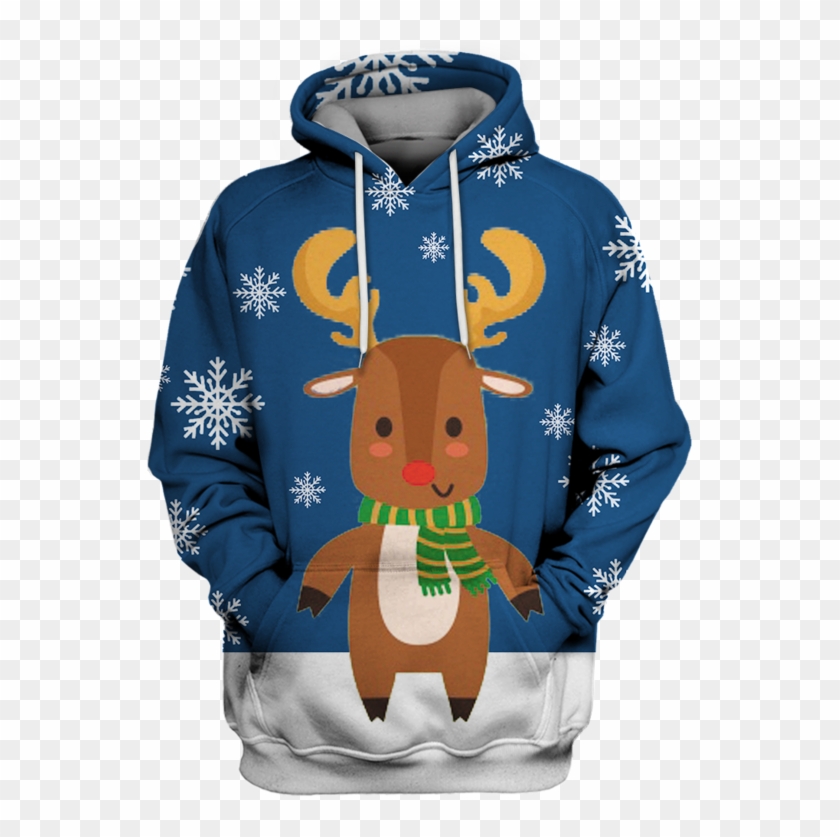 3d Christmas Santa Reindeer Full Print T Shirt Clipart
