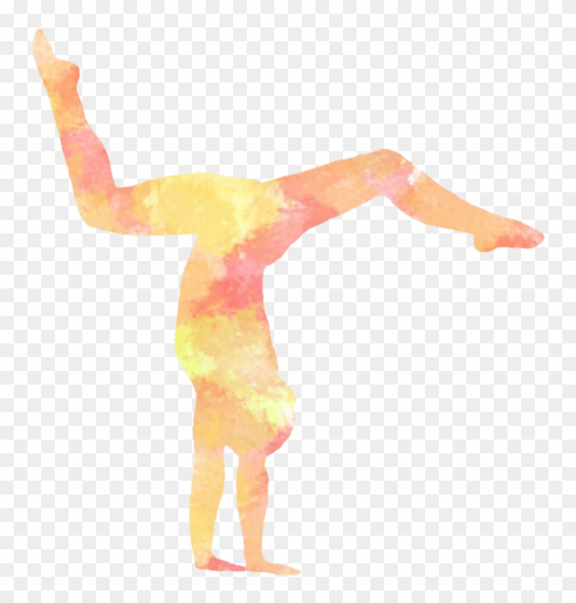 Gymnastic Handstand Orange Yellow Watercolor Watercolou Clipart #1397914