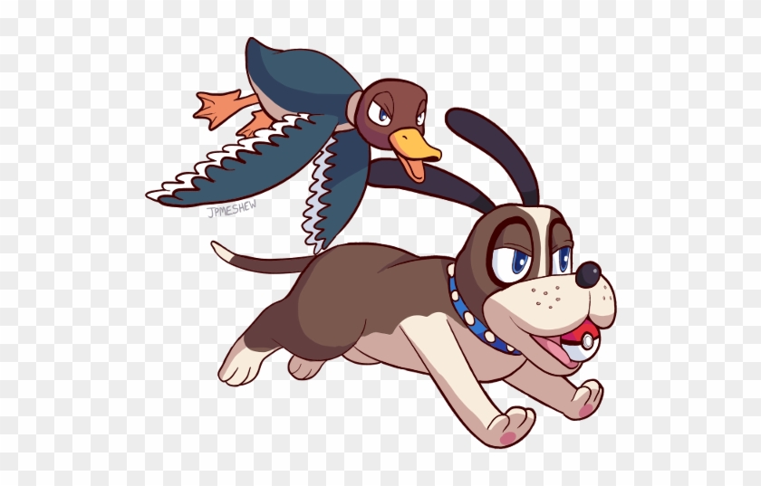 Border Collie Duck Hunt Dog & American Black Duck Duck - Cartoon Clipart