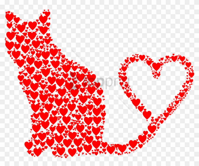 Free Png Cat Heart Png Image With Transparent Background - Cat Heart Love Silhouette Clipart