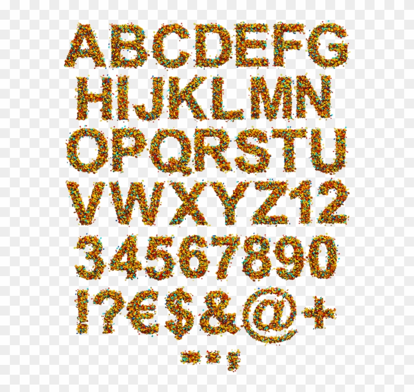 Color Tinsel Bright Font - Alfabeti Clipart