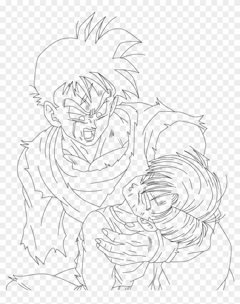 Dragon Ball Z Future Trunks Coloring Pages With 12 - Future Gohan And Trunks Drawing Clipart #1398938