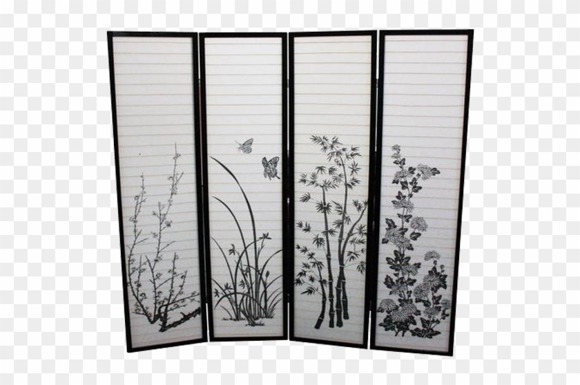 4 Panel Folding Screen Room Divider- Butterfly - Transparent Screen Room Divider Clipart #140300
