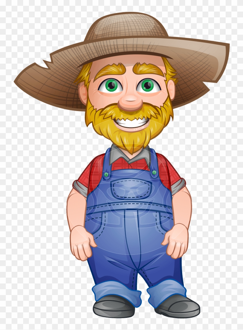Vector Old Farmer Character - Old Man Farmer Cartoon Clipart