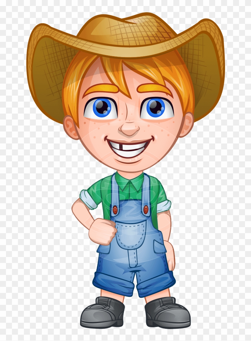 Farm Boy Cartoon Character , Png Download - Child Farmer Cartoon Clipart