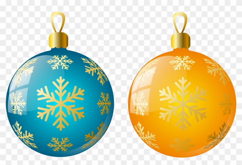 Large Size Transparent Yellow And Blue Christmas Ball - Christmas Ornaments Clipart Png #141623