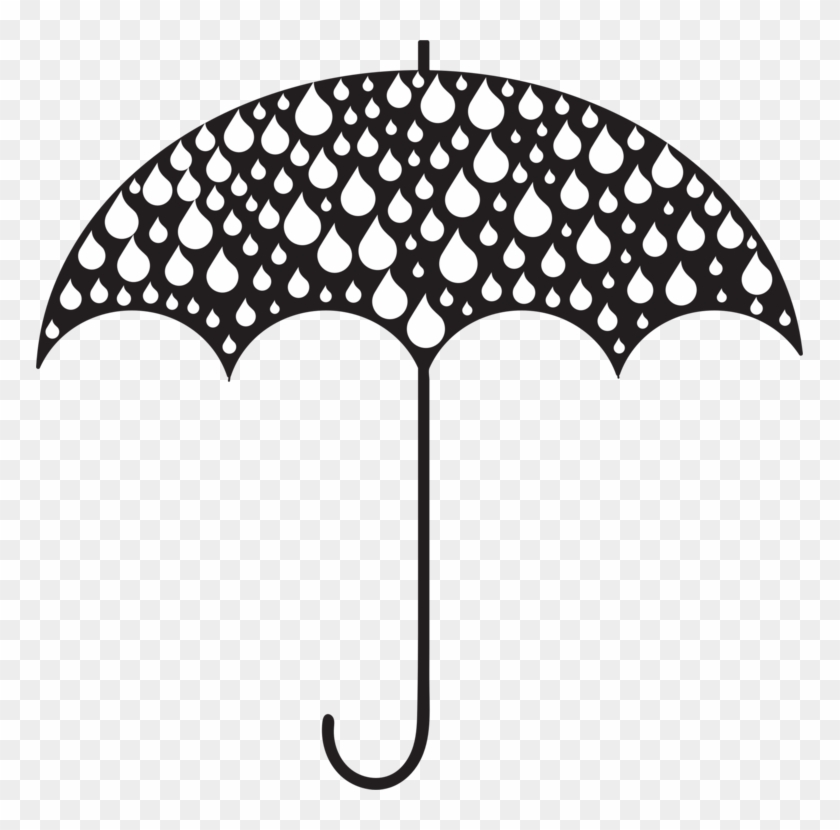 Rain Drop Silhouette Cloud Umbrella - Umbrella White Silhouette Png Clipart