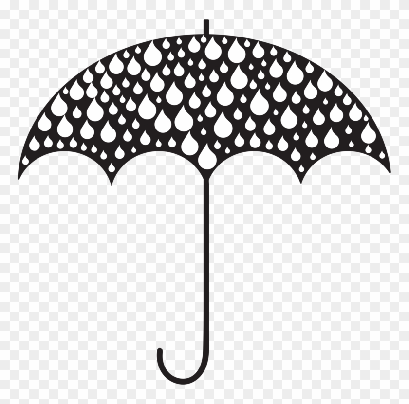 Rain Drop Silhouette Cloud Umbrella - Umbrella White Silhouette Png Clipart #143391