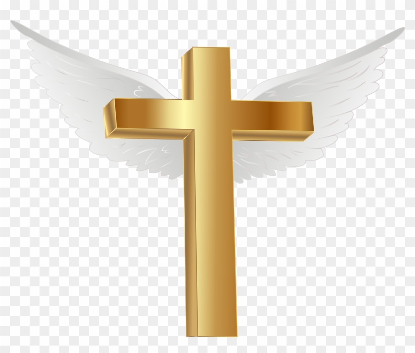 Free Png Download Gold Cross With Angel Wings Png Images - Gold Cross With Angel Wings Clipart