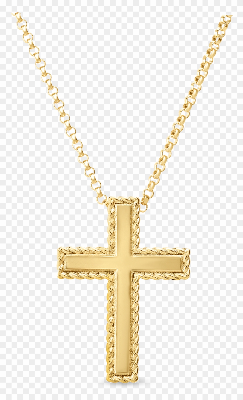 New Barocco Gold Cross Necklace - Gold Cross Necklace Transparent Clipart #144253
